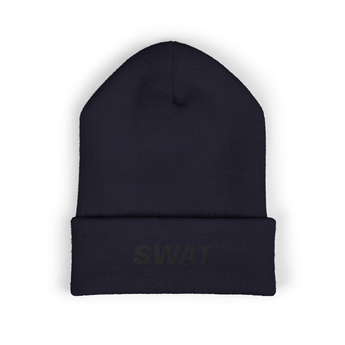 SWAT Black Text Beanie