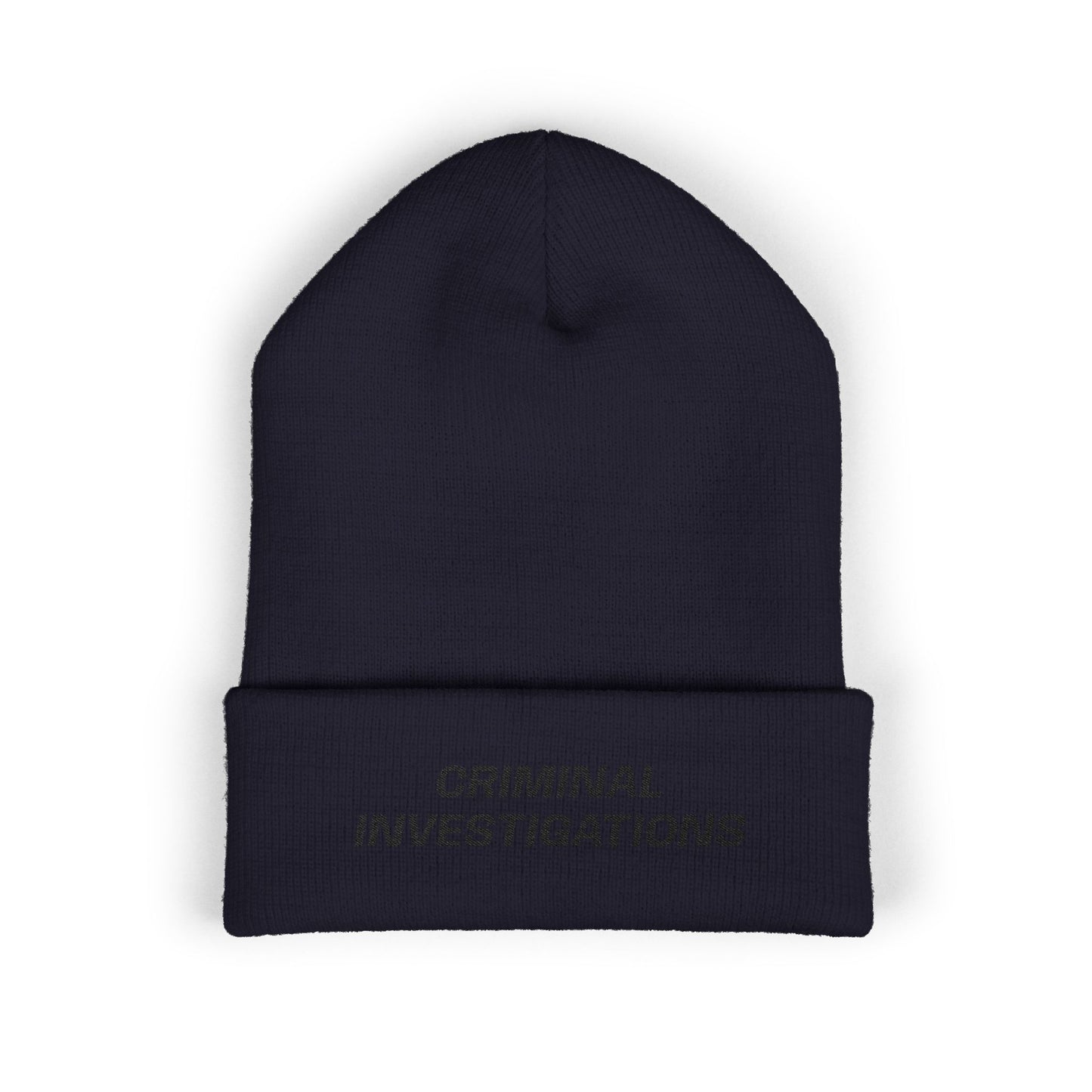 Criminal Investigations Black Text Beanie