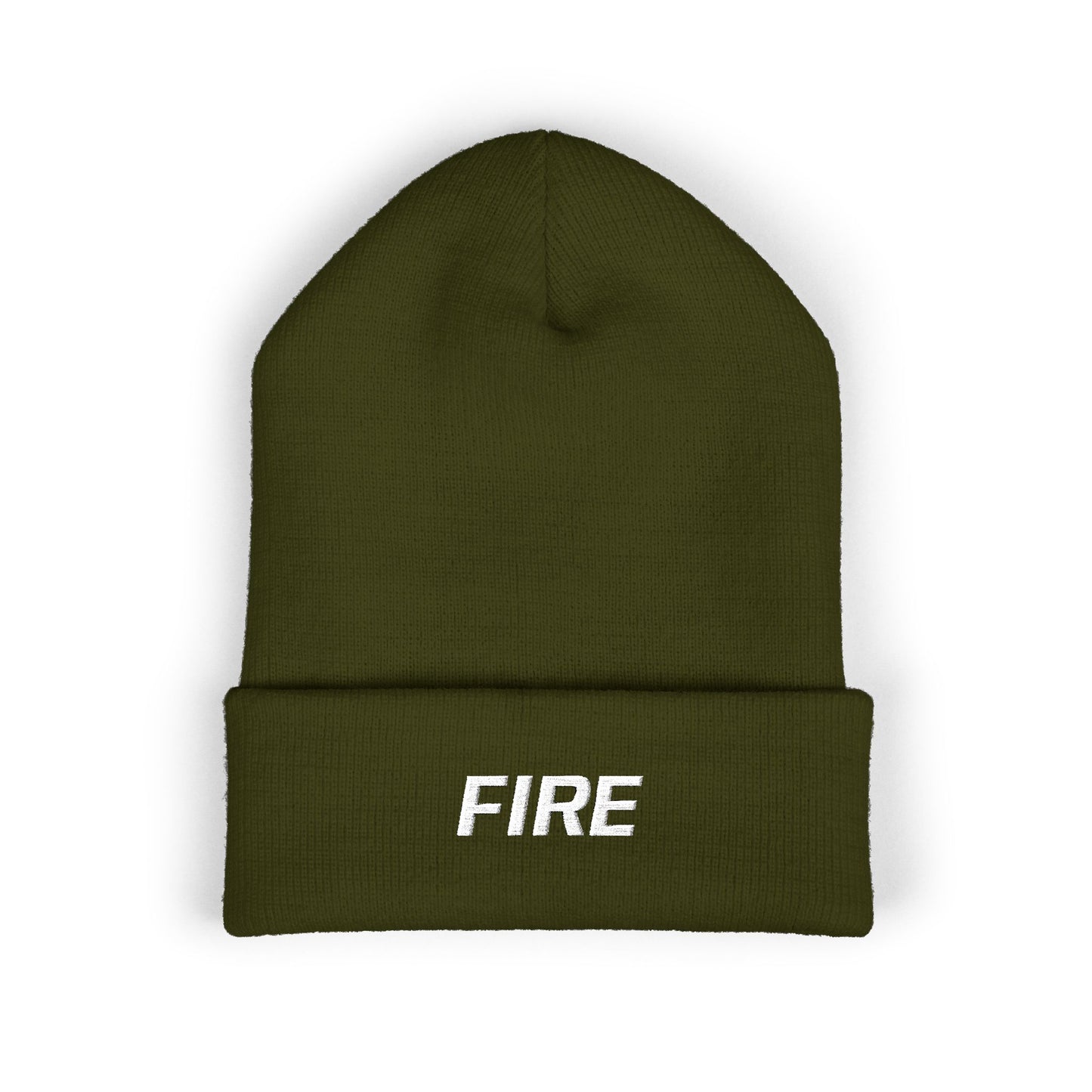 Fire White Text Beanie