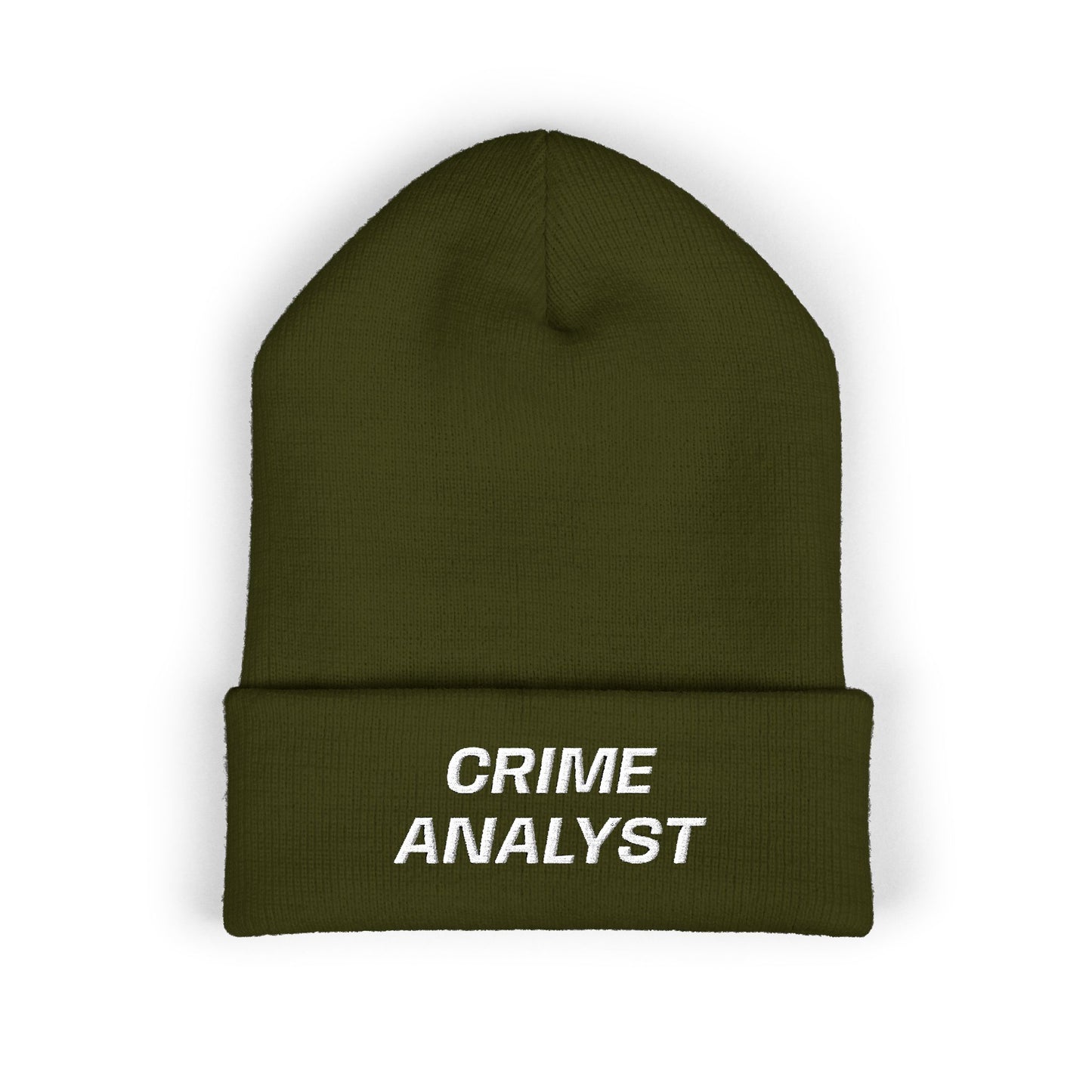 Crime Analyst White Text Beanie
