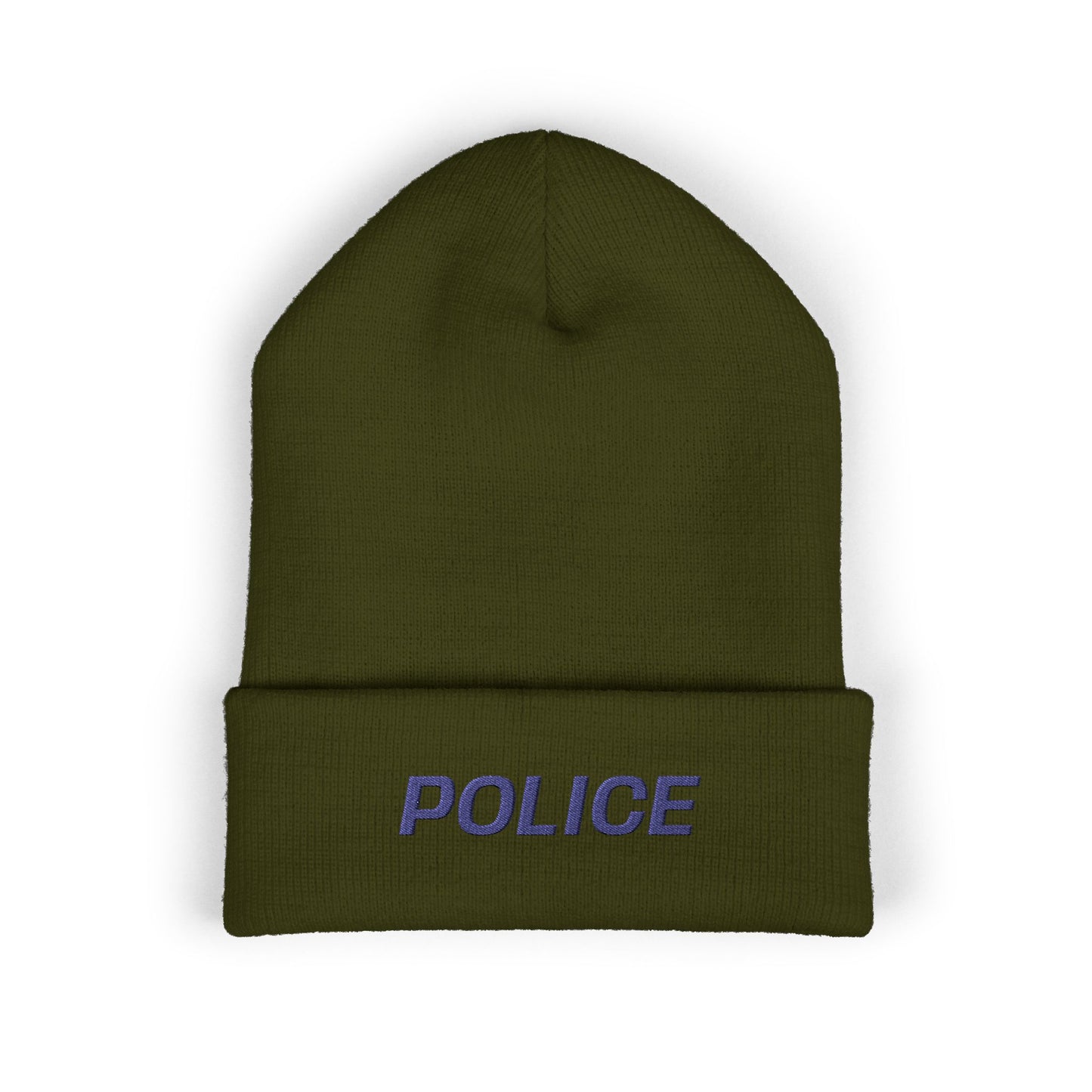 Police Blue Text Beanie