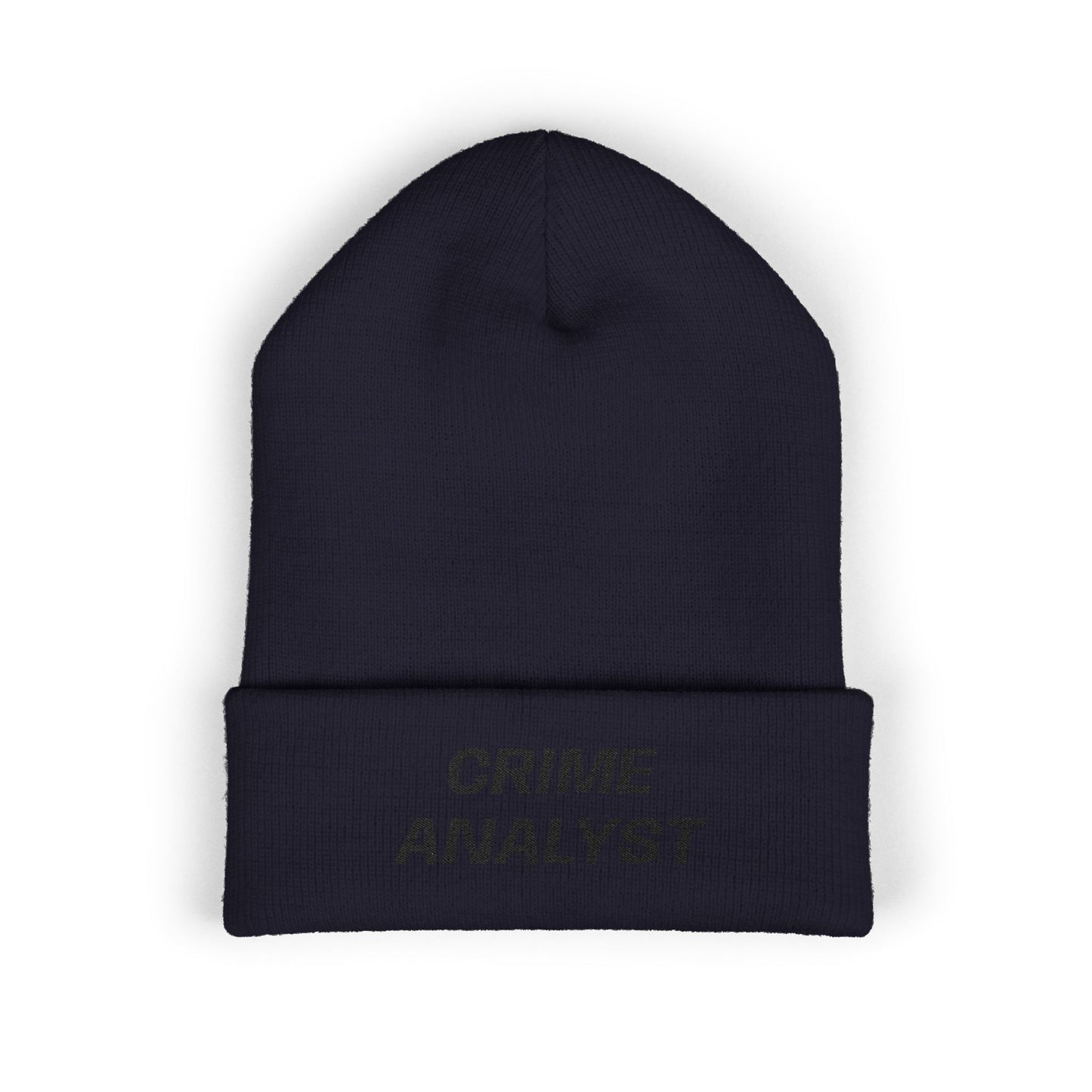 Crime Analyst Black Text Beanie
