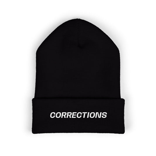 Corrections White Text Beanie