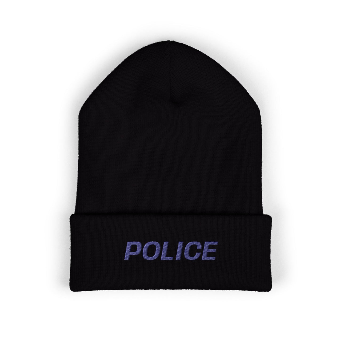 Police Blue Text Beanie