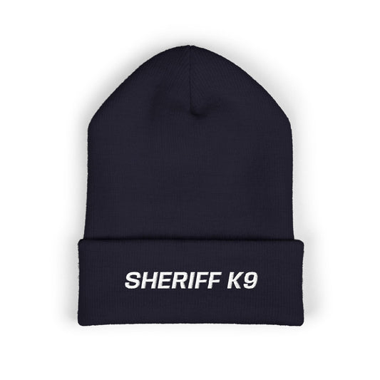 SHERIFF K9 White Text Beanie