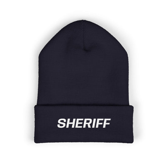SHERIFF White Text Beanie