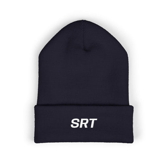 SRT White Text Beanie