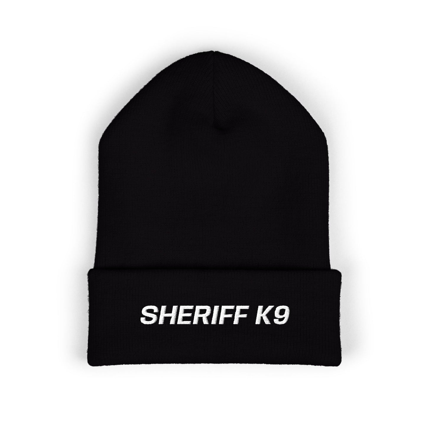 SHERIFF K9 White Text Beanie