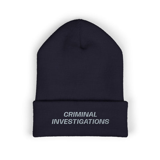 Criminal Investigations Gray Text Beanie