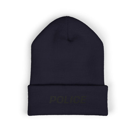 POLICE Black Text Beanie