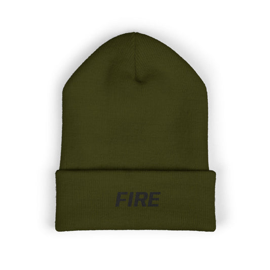 Fire Black Text Beanie