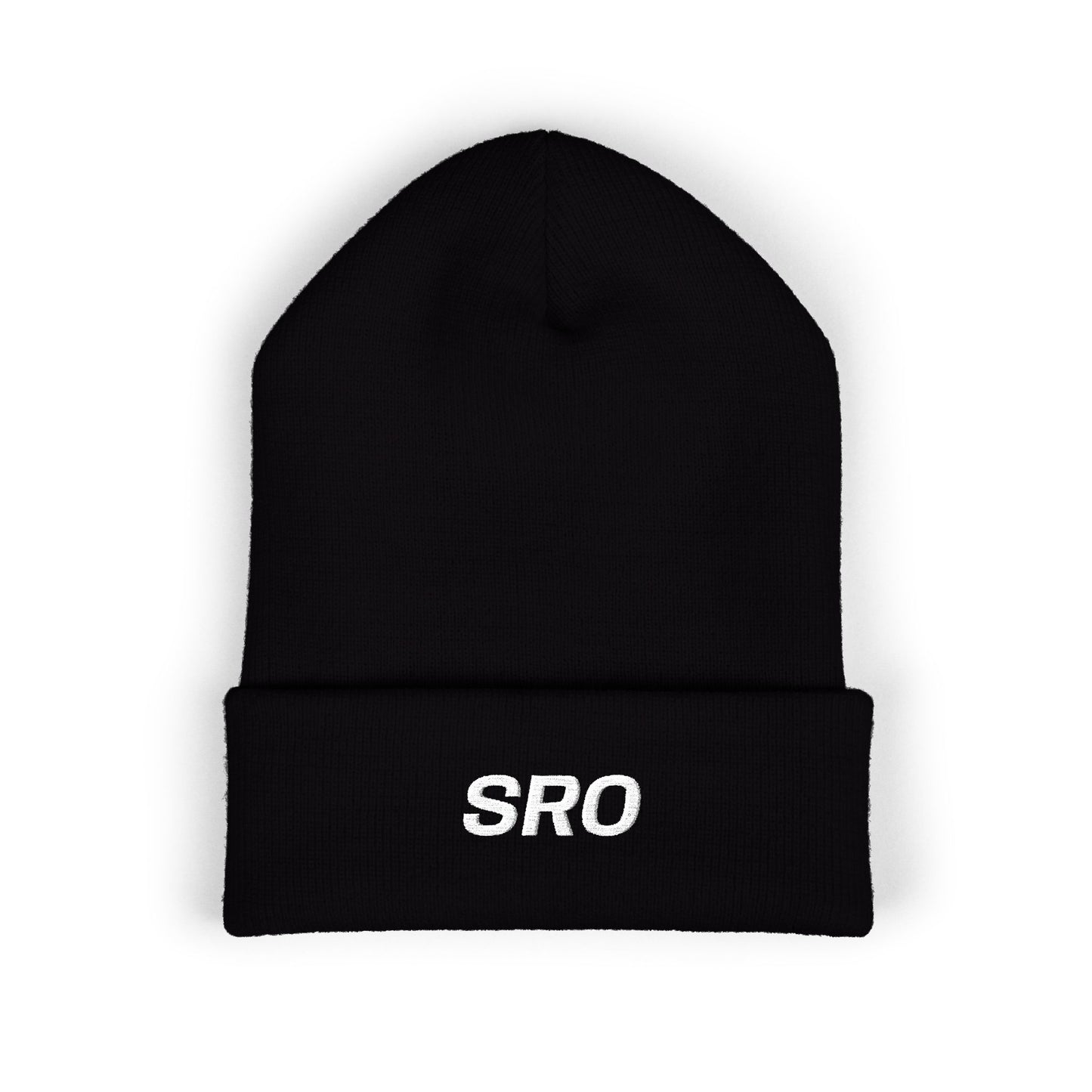 SRO White Text Beanie