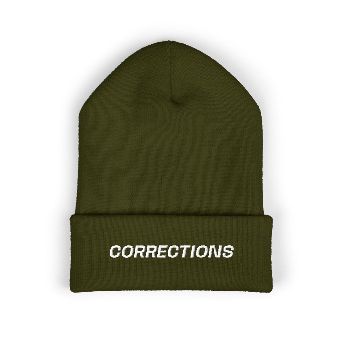 Corrections White Text Beanie