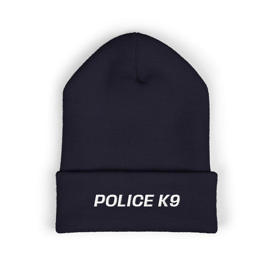 Police K9 White Text Beanie