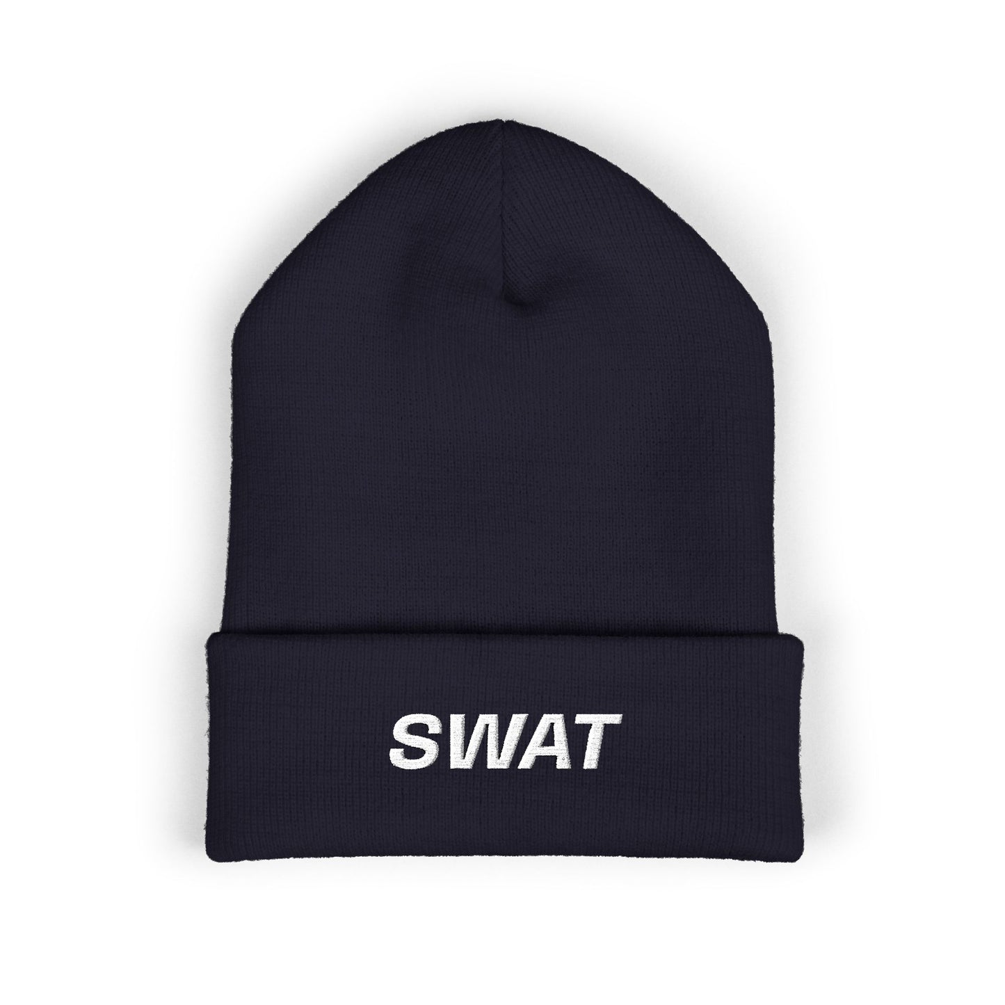 SWAT White Text Beanie