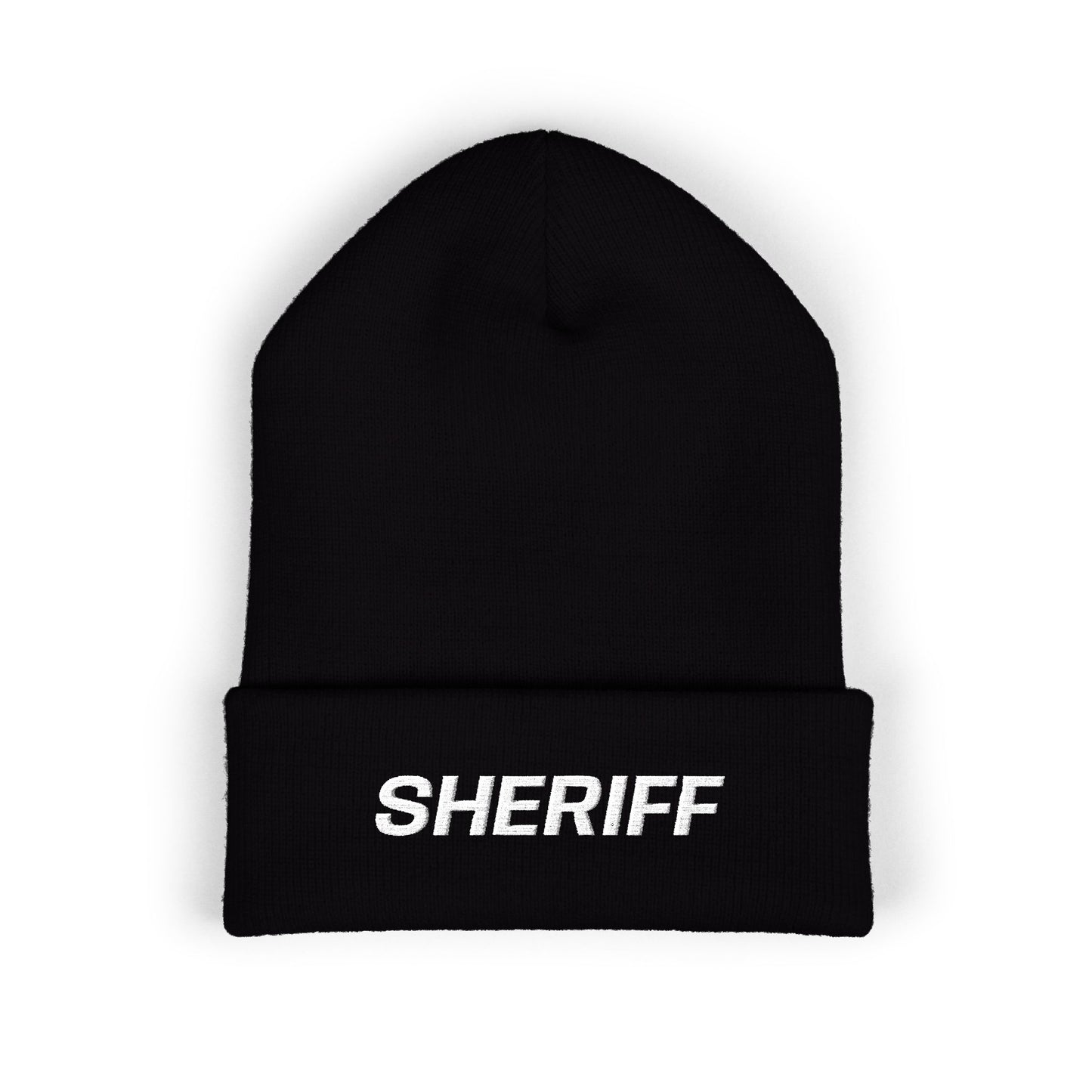 SHERIFF White Text Beanie