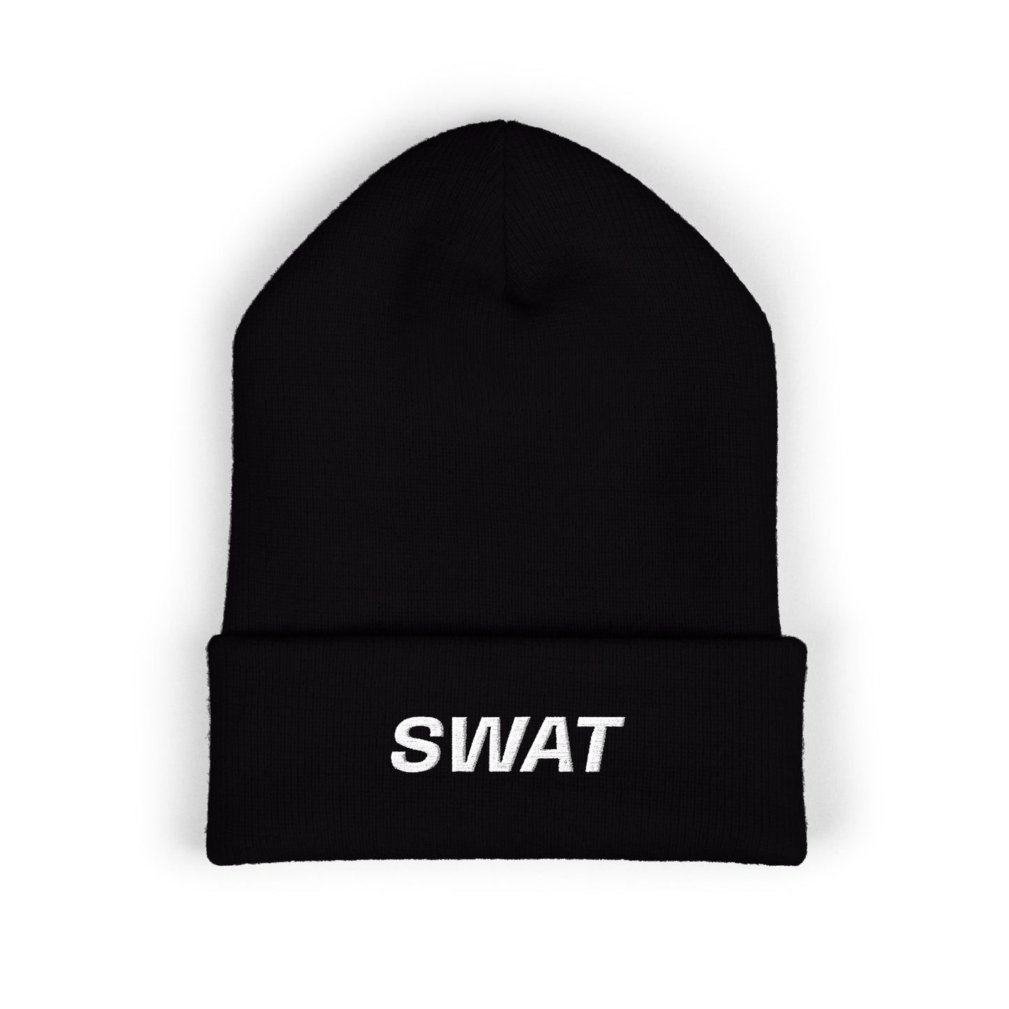 SWAT White Text Beanie