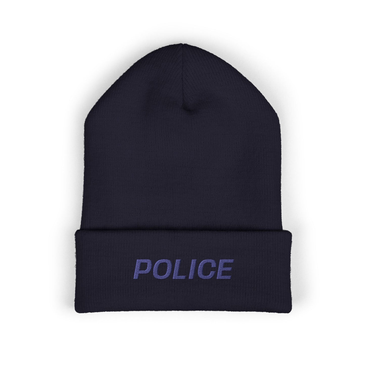 Police Blue Text Beanie