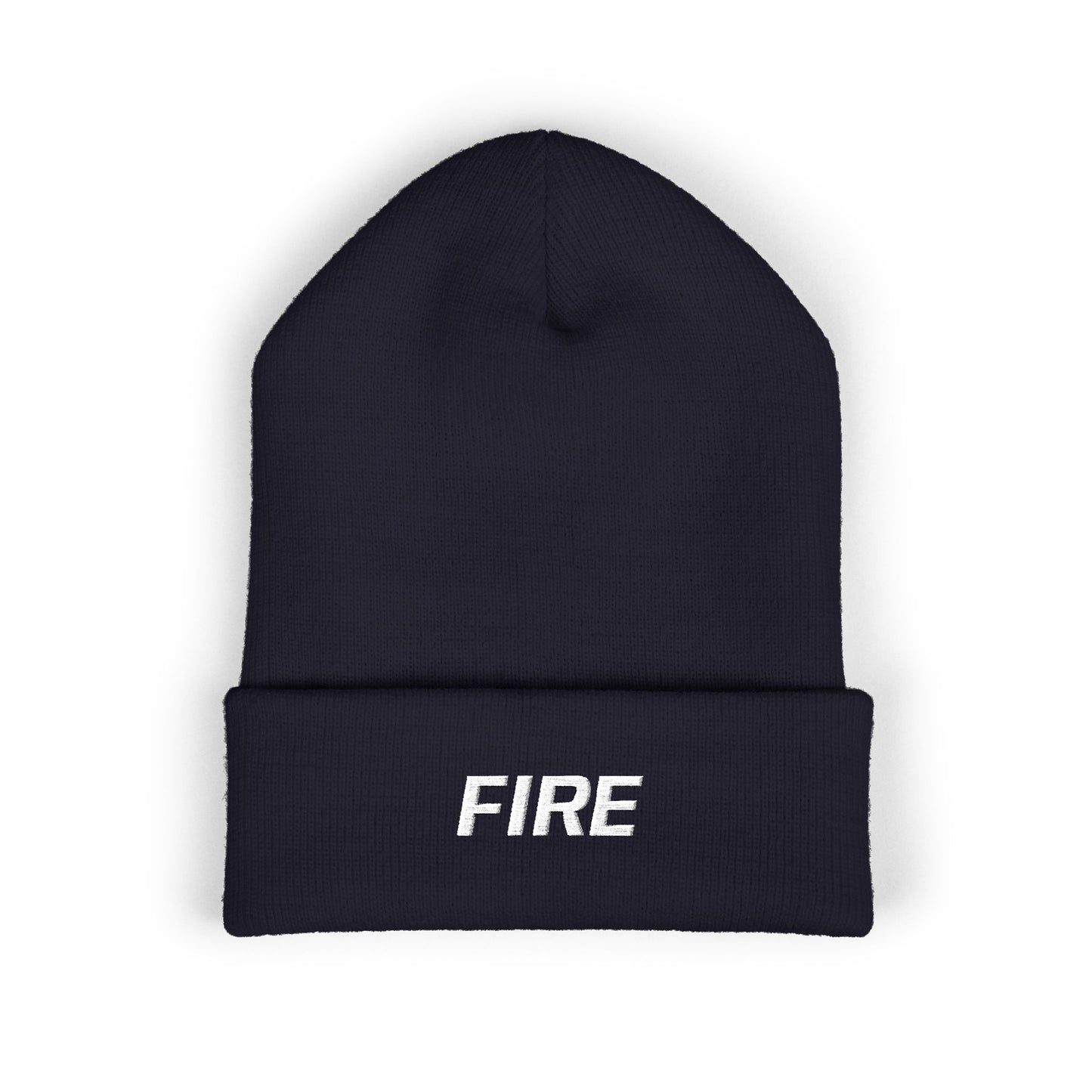 Fire White Text Beanie