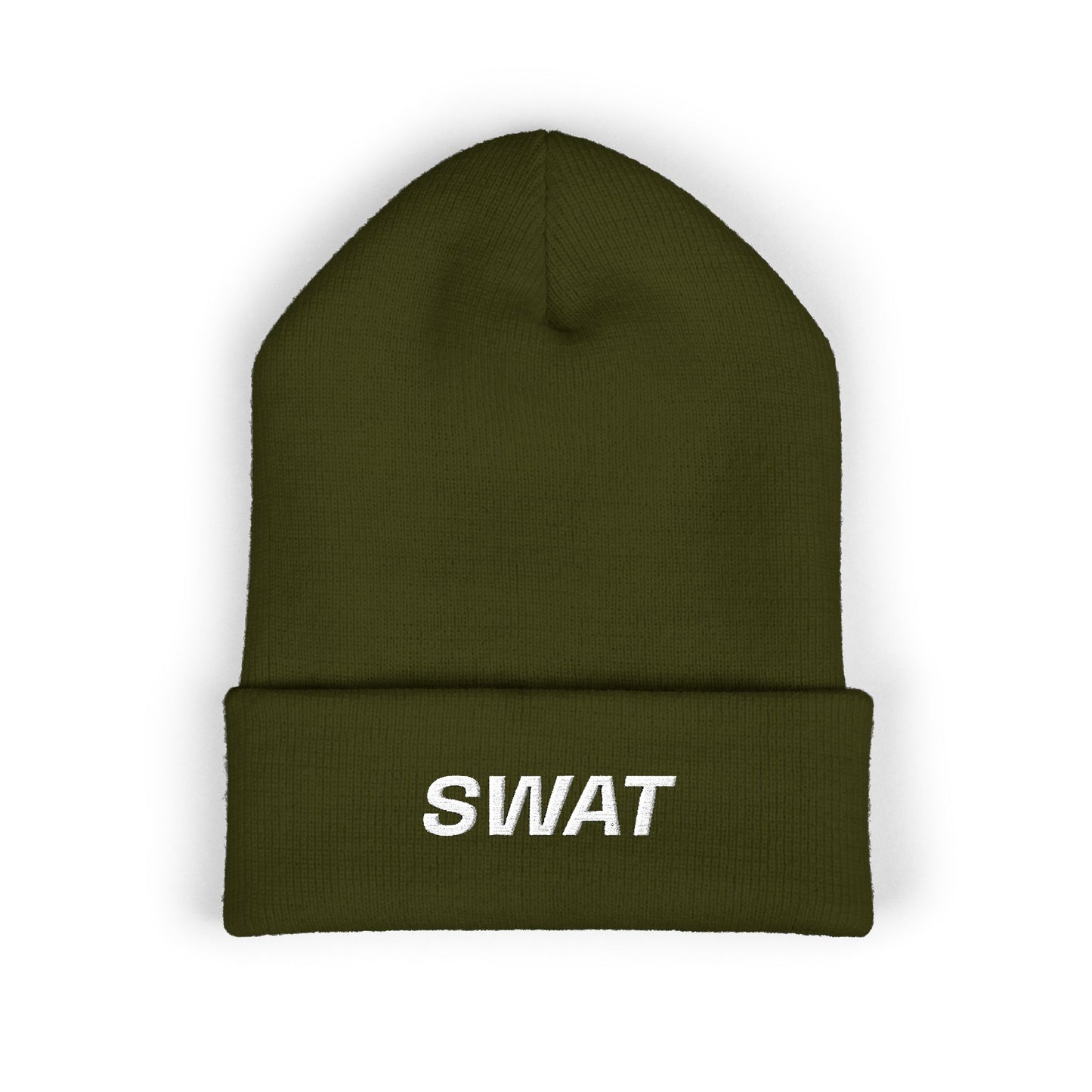SWAT White Text Beanie