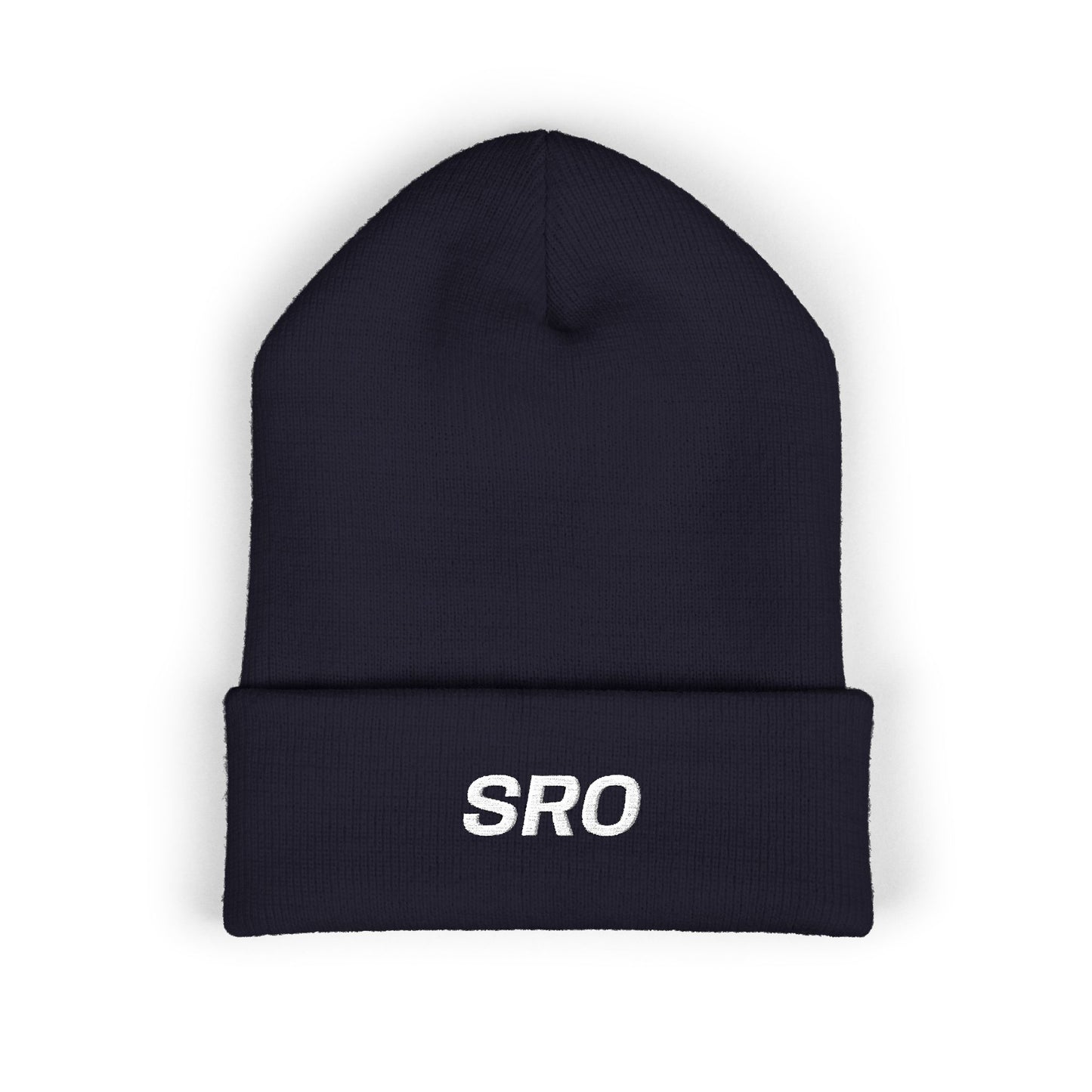 SRO White Text Beanie