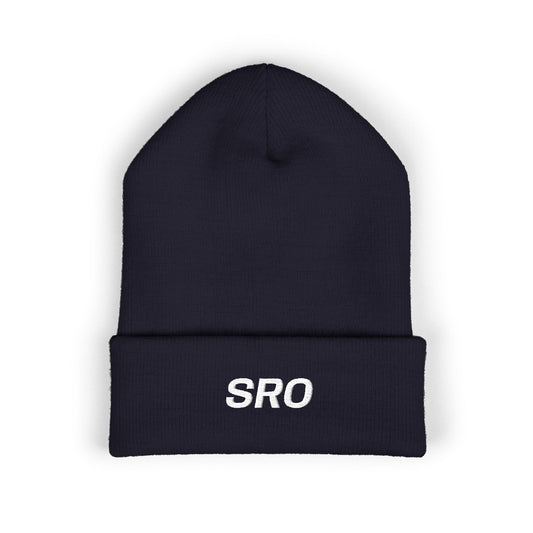 SRO White Text Beanie