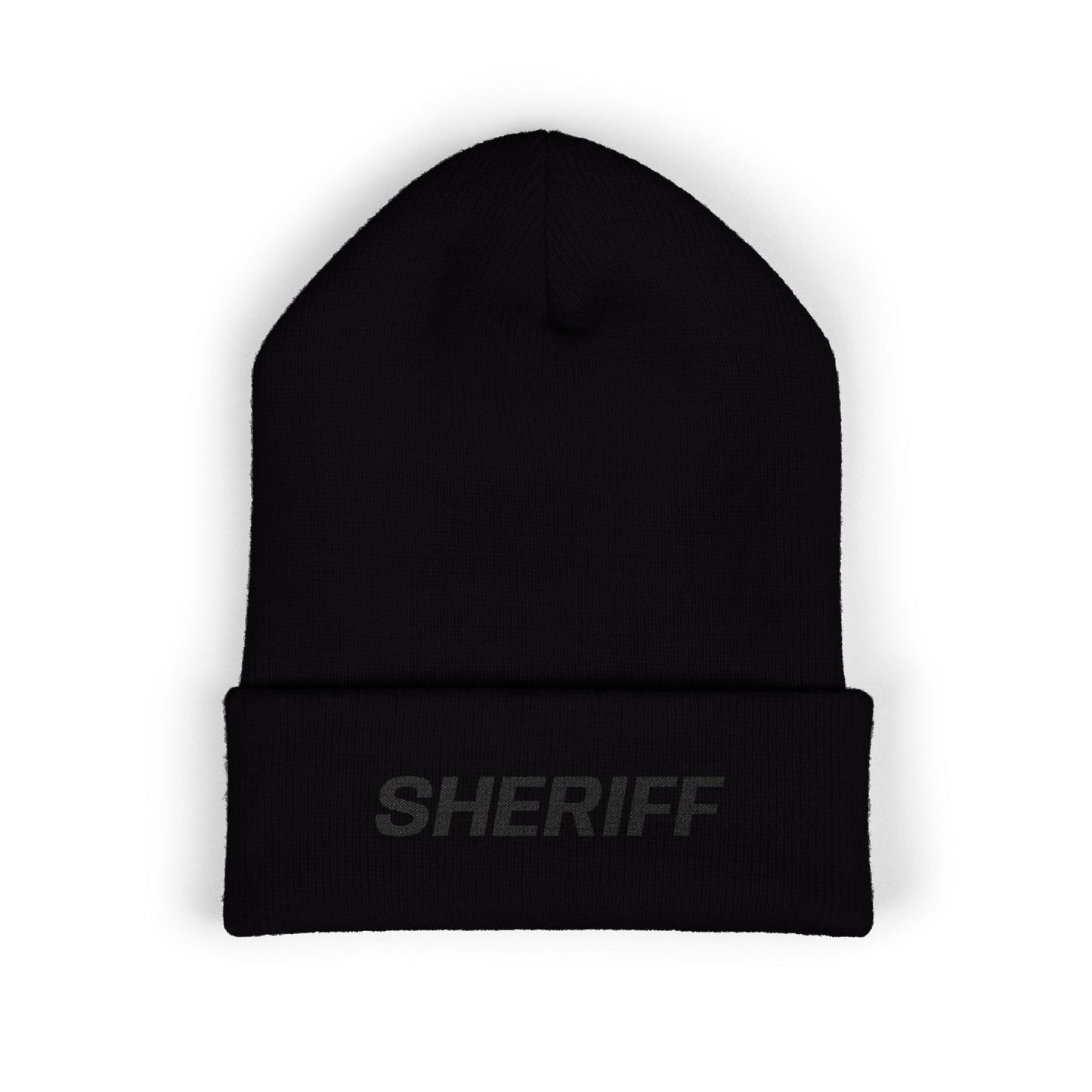 SHERIFF Black Text Beanie