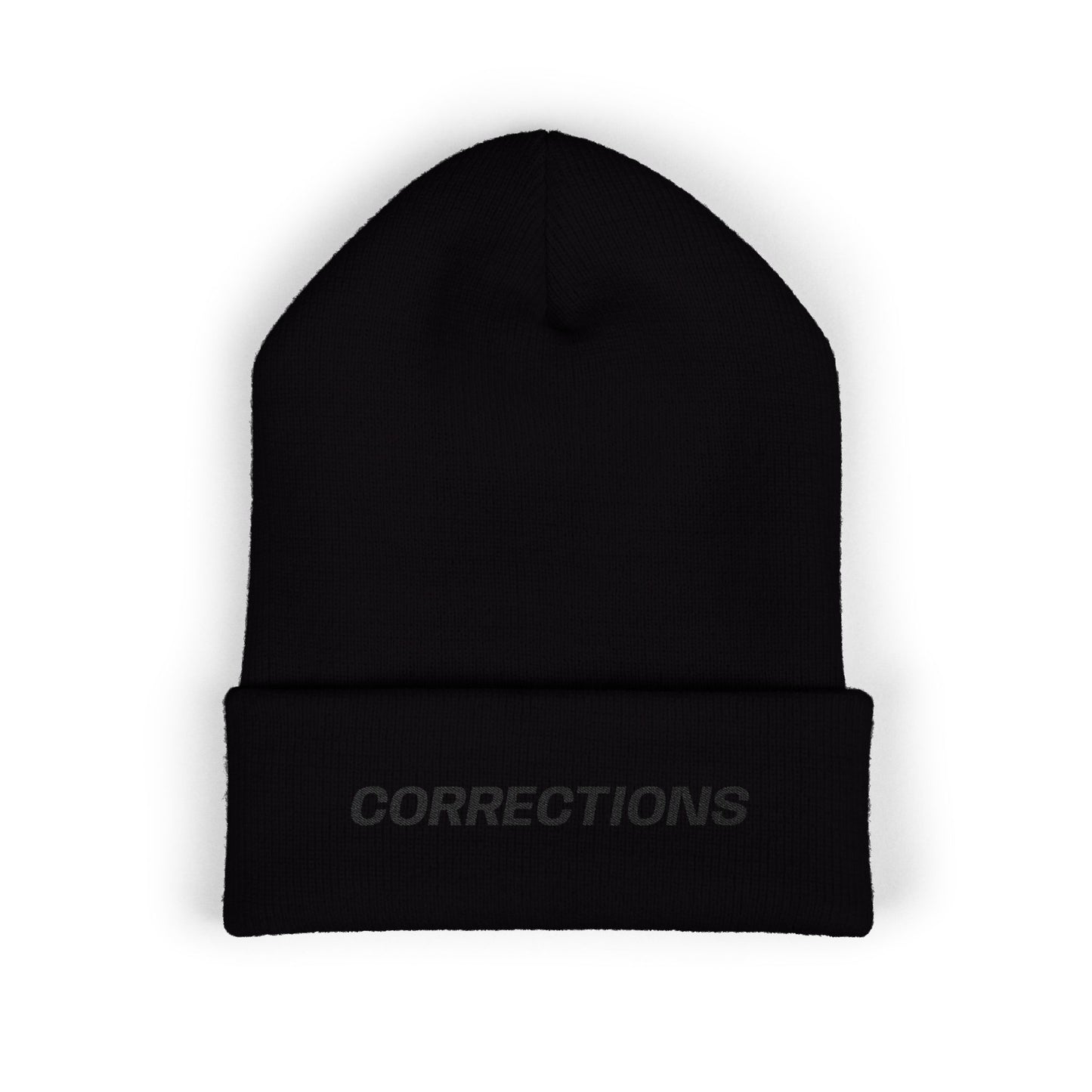 Corrections Black Text Beanie