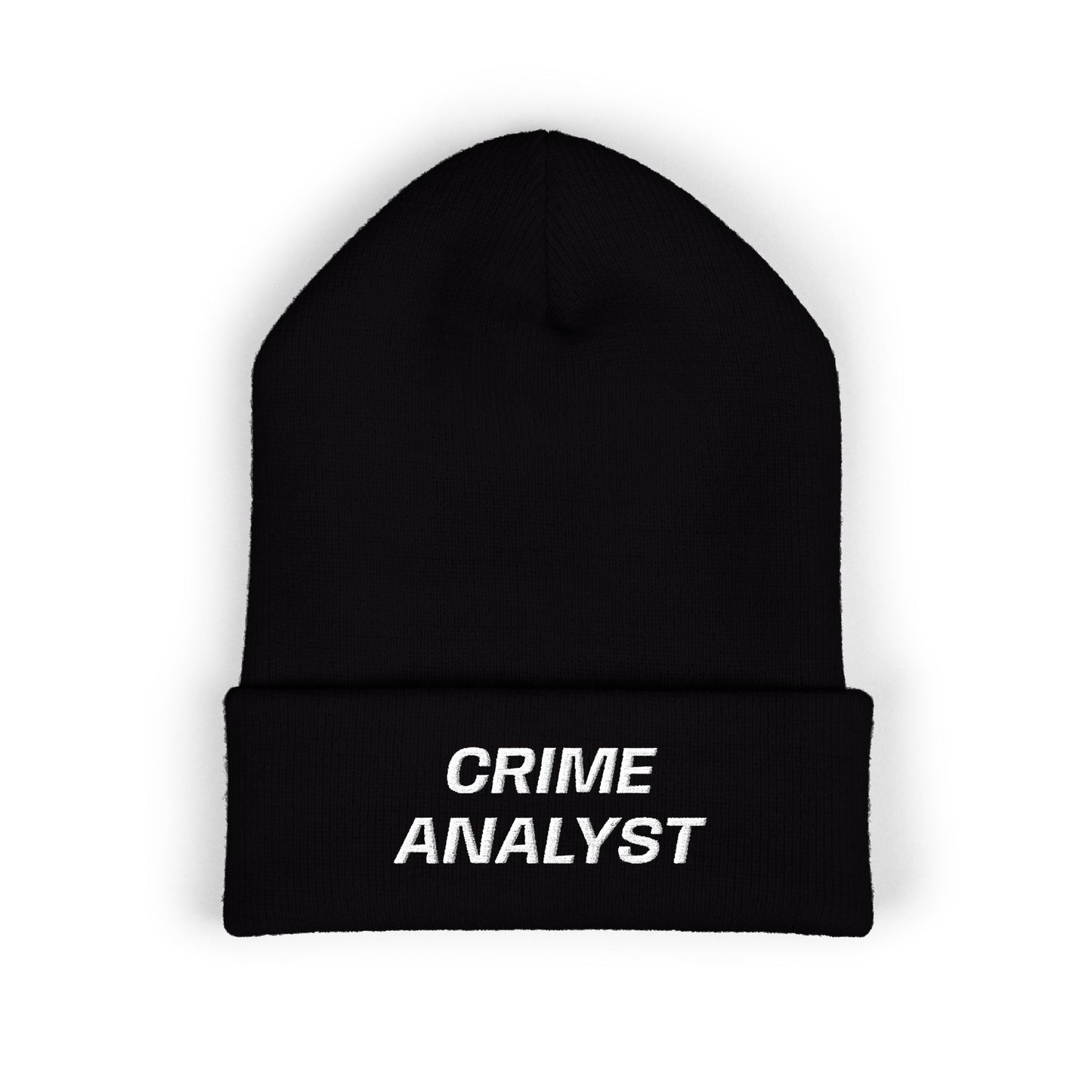 Crime Analyst White Text Beanie