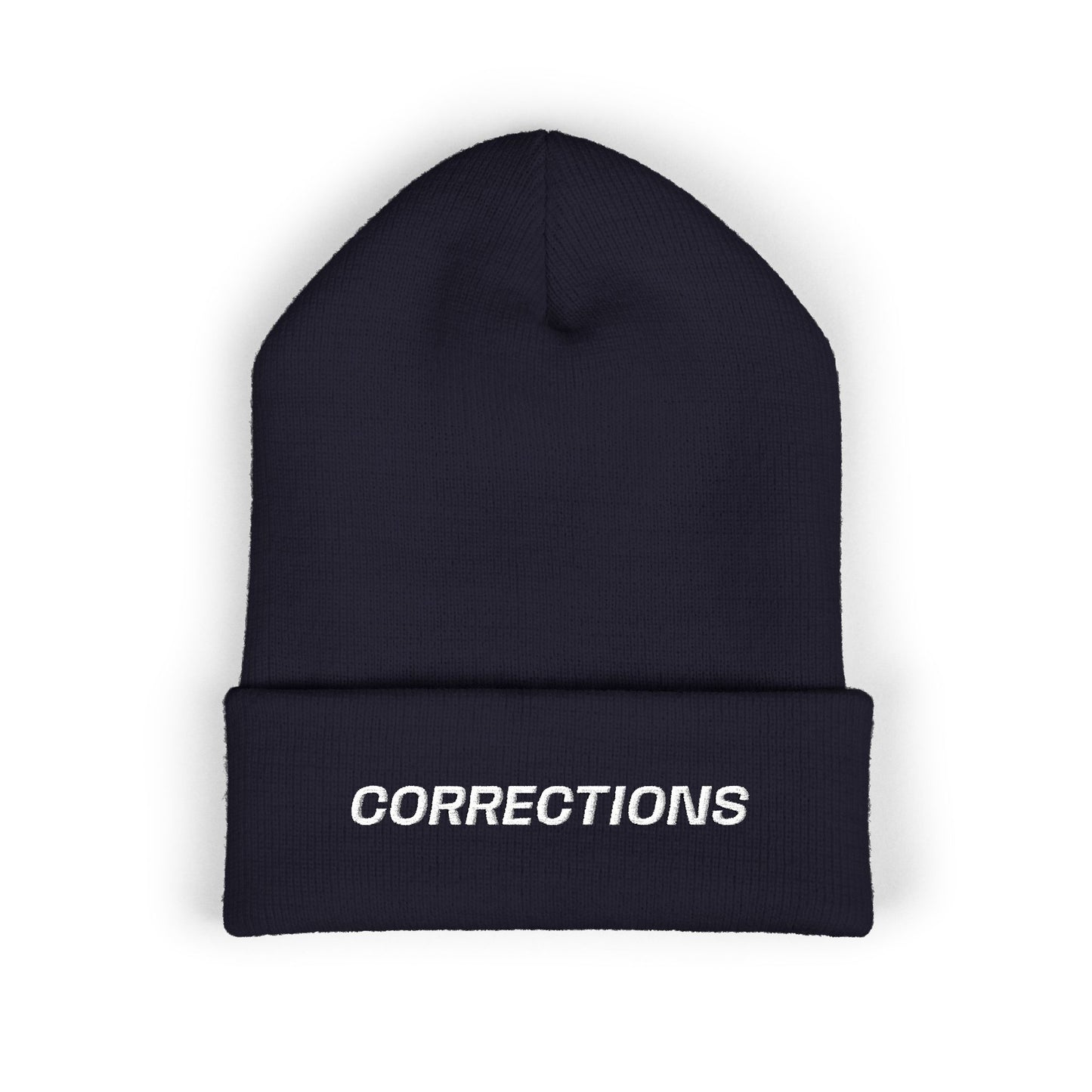 Corrections White Text Beanie