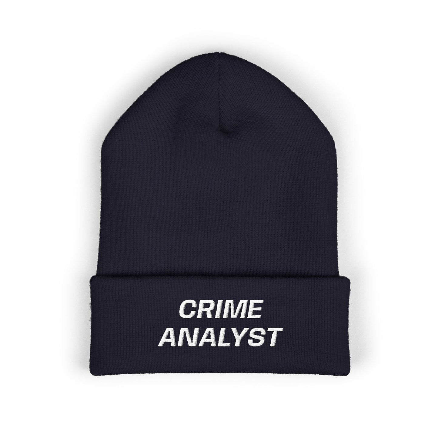 Crime Analyst White Text Beanie