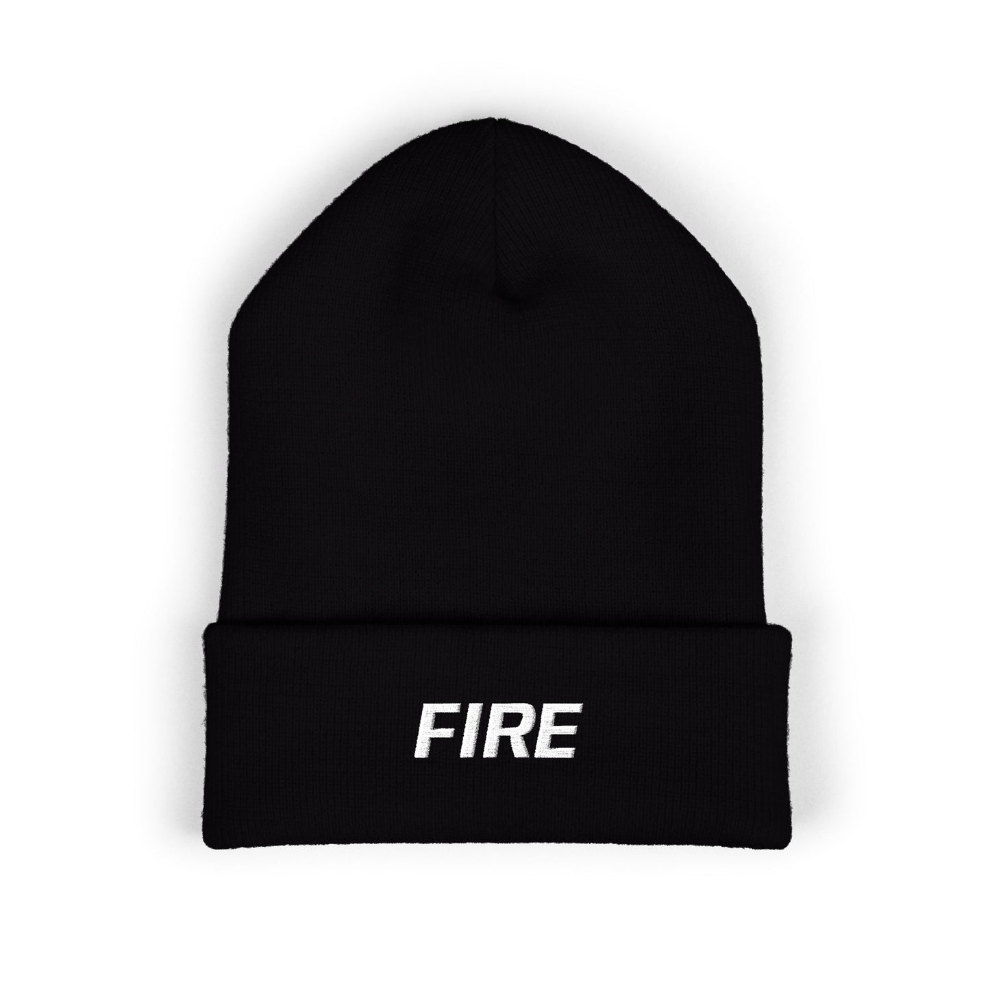 Fire White Text Beanie