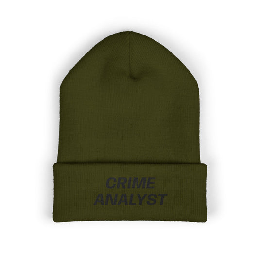 Crime Analyst Black Text Beanie