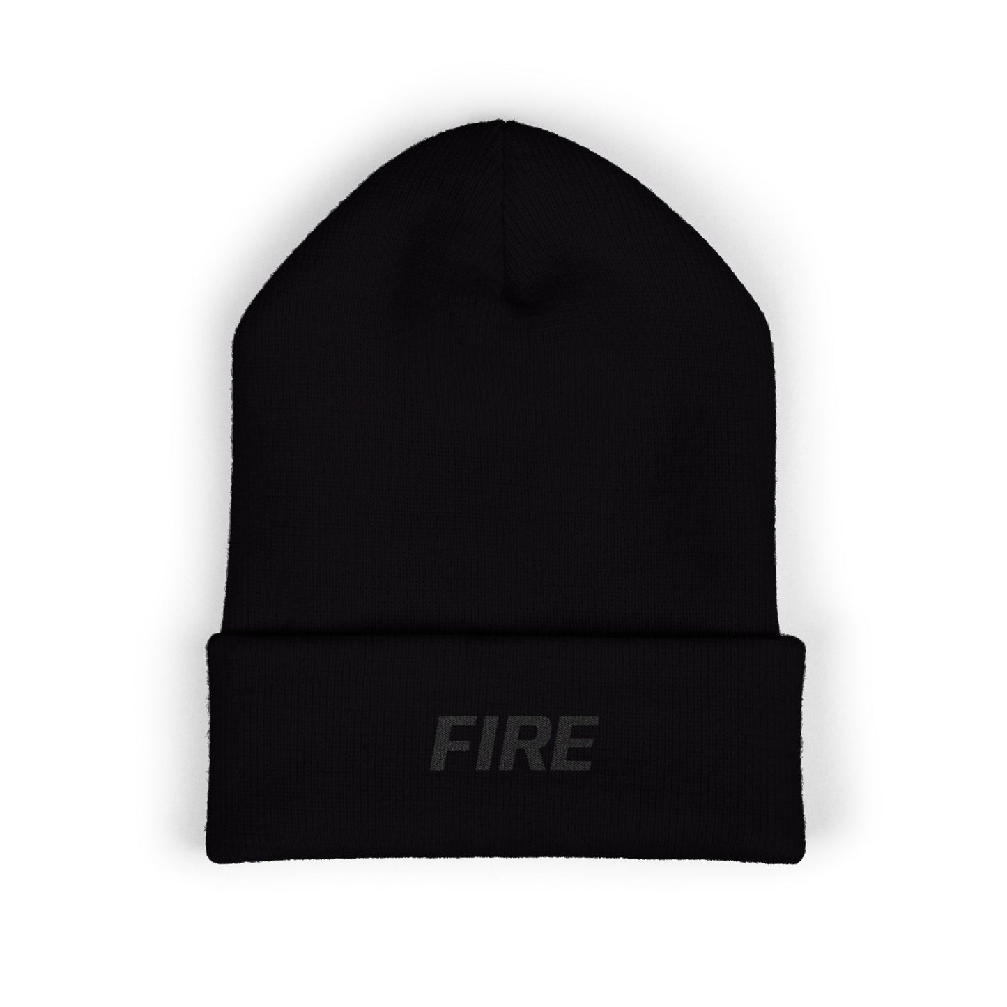 Fire Black Text Beanie